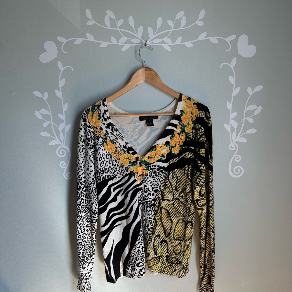 Vintage Black & Yellow Venue Cardigan in size US M